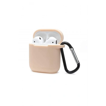 Mey İthalat®   Airpods 2 (2.nesil) Sert Silikon Kılıf - Bej