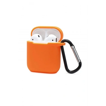 Mey İthalat®   Airpods 2 (2.nesil) Sert Silikon Kılıf - Turuncu