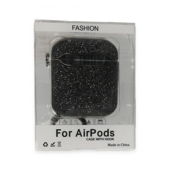 Mey İthalat®   Airpods 2 (2.nesil) Spell Simli Kılıf - Siyah