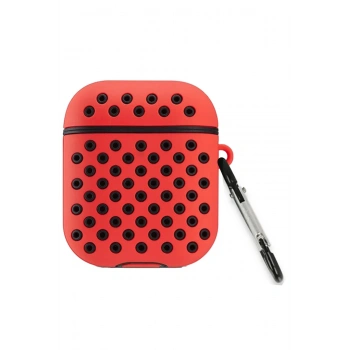 Mey İthalat®   Airpods 2 (2.nesil) Spor Delikli Kılıf - Kırmızı-Siyah