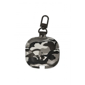 Mey İthalat®   Airpods 3 (3.nesil) Çanta Kamuflaj Deri Kılıf - Gri