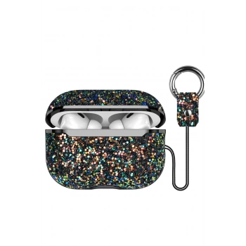 Mey İthalat®   Airpods Pro 2 (2.nesil) Bright Simli Airpods Kapak - Siyah