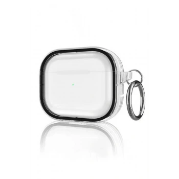 Mey İthalat®   Airpods Pro 2 (2.nesil) Shiny Şeffaf Kılıf - Siyah