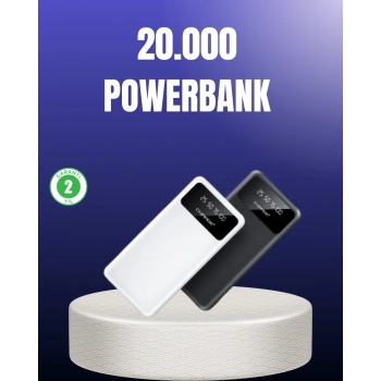 Mey İthalat® Akıllı LCD Ekranlı 20.000mAh Powerbank PD + USB + Type-C