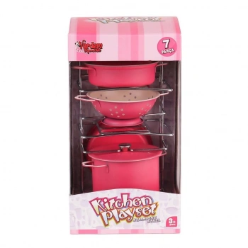 Mey İthalat® ATF-683G-6 Raflı Pembe Tencere Tava Seti 7 Parça