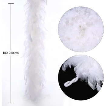 Mey İthalat® Beyaz Renk Kabarık Kalın Otriş Boa Tüy 6 cm Genişlik 180-200 cm Uzunluk