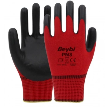 Mey İthalat® Beybi PN3 Nitril Kırmızı İş Eldiveni No:9