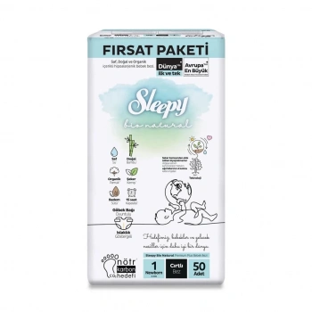 Mey İthalat®   Bio Natural Bebek Bezi Fırsat Paketi 1 Beden 2-5 Kg 50 Adet