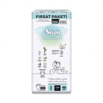 Mey İthalat®   Bio Natural Bebek Bezi Fırsat Paketi 2 Beden 3-6 Kg 48 Adet