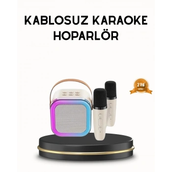 Mey İthalat® Bluetooth Karaoke Hoparlör Renkli LED Işıklı ve Type-C Şarjlı