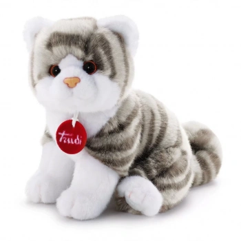Mey İthalat® Brad Peluş Beyaz Gri Kedi 20 cm