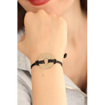 Mey İthalat® COOL (Havalı) Siyah Deri İpli Unisex Mood Bileklik