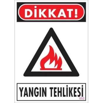 Mey İthalat® Dikkat Yangın Tehlikesi Uyarı Levhası 25x35 KOD:852