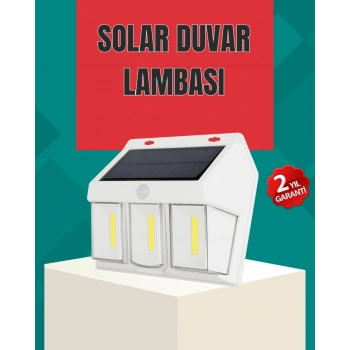 Mey İthalat® Dış Mekan Solar Duvar Lambası – 120° Hareket Algılama, 3 Işık Modu