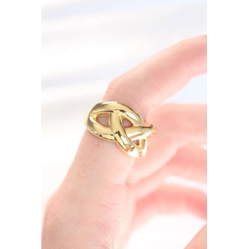 Mey İthalat® Düğüm Model Gold Renk Ayarlanabilir Yüzük