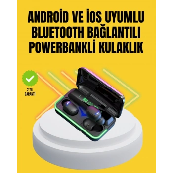 Mey İthalat® E10 Powerbanklı Bluetooth Kulaklık Oyun Modu ve Şık Tasarım