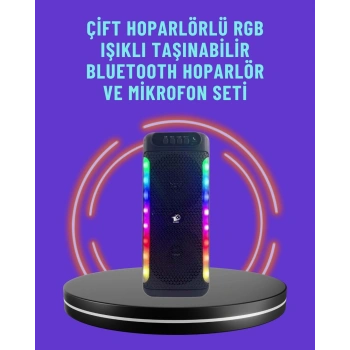 Mey İthalat® Ev ve Dış Mekan Kullanımına Uygun RGB Işıklı Hoparlör