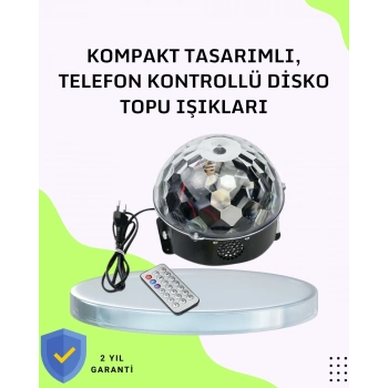Mey İthalat® Ev ve Parti İçin Masaüstü Bluetooth Disko Topu Işık Gösterisi