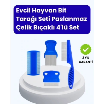 Mey İthalat® Evcil Hayvan Bakımı İçin Dayanıklı ve Çok Amaçlı Tarak Seti (4 Parça)