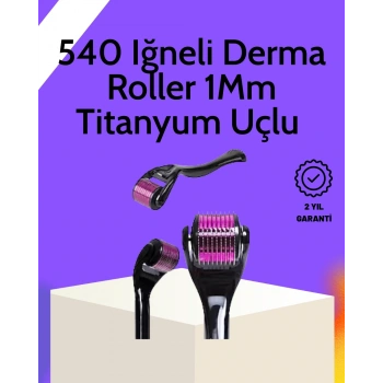 Mey İthalat® Evde Güvenli Kullanım İçin Titanyum Derma Roller – Siyah Saplı