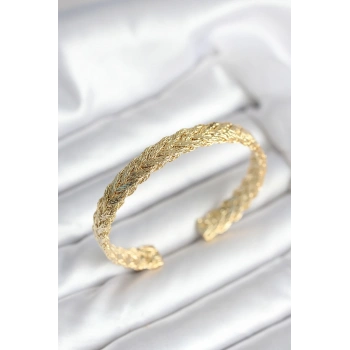 Mey İthalat® Ezme Zincir Model Gold Renk Kadın Bileklik