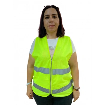Mey İthalat® Fermuarlı Sarı İkaz Yeleği XL Beden 59 cm