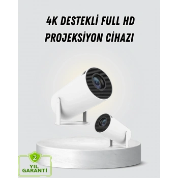 Mey İthalat® Full HD 4K Destekli Akıllı Projeksiyon – 130 inç Ekran, Uzun Ömürlü Ampul ve Çoklu Giriş