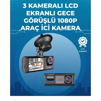 Mey İthalat® Gece Görüşlü 3lü Araç Kamerası – Geri Görüş Destekli, 170° Geniş Açı