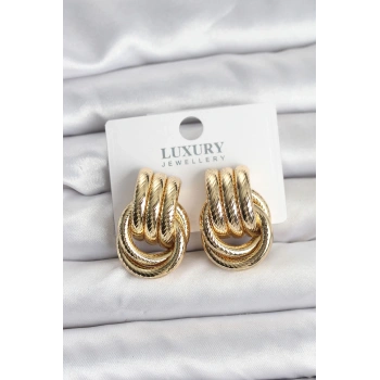 Mey İthalat® Gold Renk Halka Modelli Pirinç Kadın Küpe