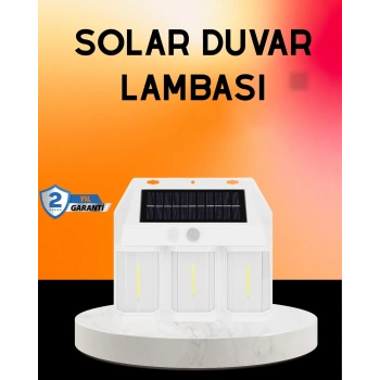 Mey İthalat® Güneş Enerjili 3 Modlu Duvar Apliği – Bahçe ve Garaj Aydınlatması