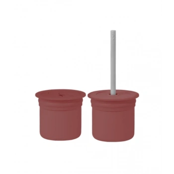 Mey İthalat®   Ham+Hüp Pipetli Silikon Bardak Seti Velvet Rose / Powder Grey