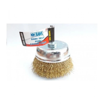 Mey İthalat® Hawk HA10149 Pimli Sarı Tel Çanak Fırça 75 mm