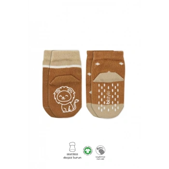 Mey İthalat®   Hayvan Figürlü Kaymaz Erkek Soket Çorap 2Li BS10119 Hardal