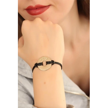 Mey İthalat® HOPE (Umutlu) Siyah Deri İpli Unisex Mood Bileklik