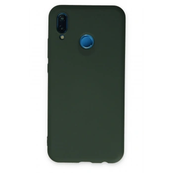 Mey İthalat®  Huawei P20 Lite Kılıf Nano içi Kadife Silikon - Koyu Yeşil