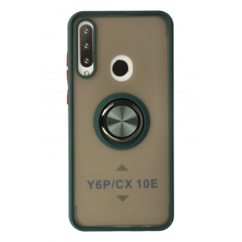 Mey İthalat®  Huawei Y6P Kılıf Montreal Yüzüklü Silikon Kapak - Yeşil