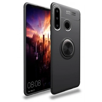 Mey İthalat®  Huawei Y6P Kılıf Range Yüzüklü Silikon - Siyah