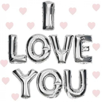 Mey İthalat® I Love You Folyo Balon Gümüş Renk 35 CM