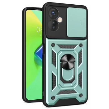 Mey İthalat®  İnfinix Hot 30 4G Kılıf Pars Lens Yüzüklü Silikon - Yeşil