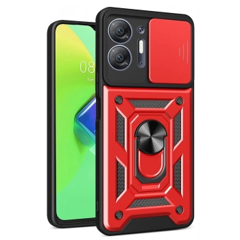 Mey İthalat®  İnfinix Hot 30 5G Kılıf Pars Lens Yüzüklü Silikon - Kırmızı