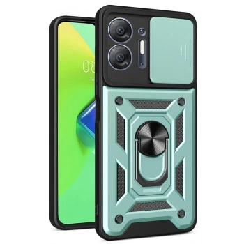 Mey İthalat®  İnfinix Hot 30 5G Kılıf Pars Lens Yüzüklü Silikon - Yeşil