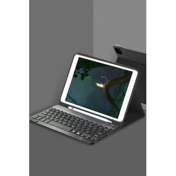 Mey İthalat®   iPad 5 Air 9.7 Kılıf KC01 Smart Klavyeli Tablet Kılıfı - Siyah