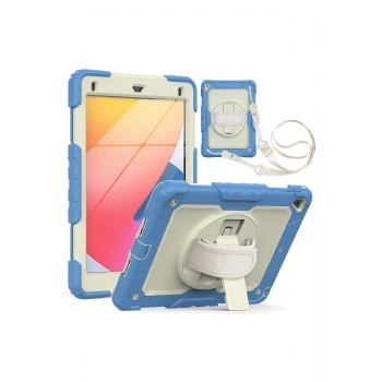 Mey İthalat®   iPad 5 Air 9.7 Kılıf Strap New Tablet Kapak - Mavi
