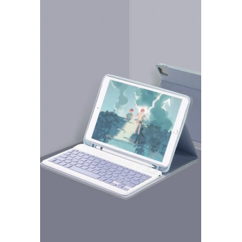 Mey İthalat®   iPad Air 11 (2024) Kılıf KC01 Smart Klavyeli Tablet Kılıfı - Lacivert