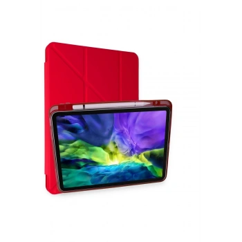 Mey İthalat®   iPad Pro 11 (2018) Kılıf Kalemlikli Mars Tablet Kılıfı - Kırmızı