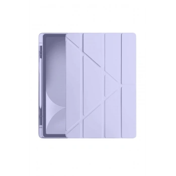 Mey İthalat®   iPad Pro 11 (2024) Kılıf Kalemlikli Hugo Tablet Kılıfı - Lila