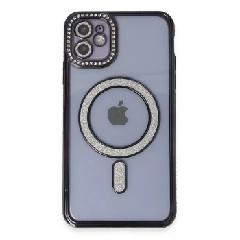 Mey İthalat® iPhone 11 Kılıf Joke Simli Magneticsafe Kılıf - Siyah