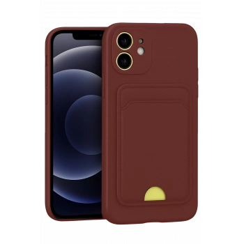 Mey İthalat®   iPhone 11 Kılıf Kelvin Kartvizitli Silikon - Bordo