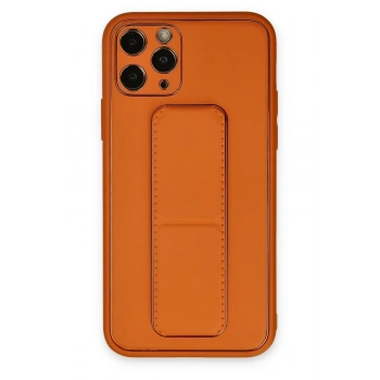 Mey İthalat®   iPhone 11 Pro Kılıf Coco Deri Standlı Kapak - Turuncu