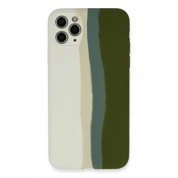 Mey İthalat®   iPhone 11 Pro Kılıf Ebruli Lansman Silikon - Beyaz-Yeşil